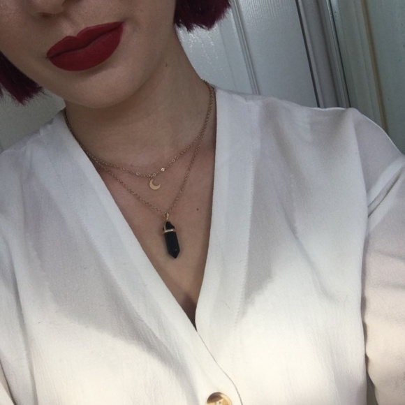 SOLD choker Double Moon Pendant Neckalce chain - Picture 2 of 8